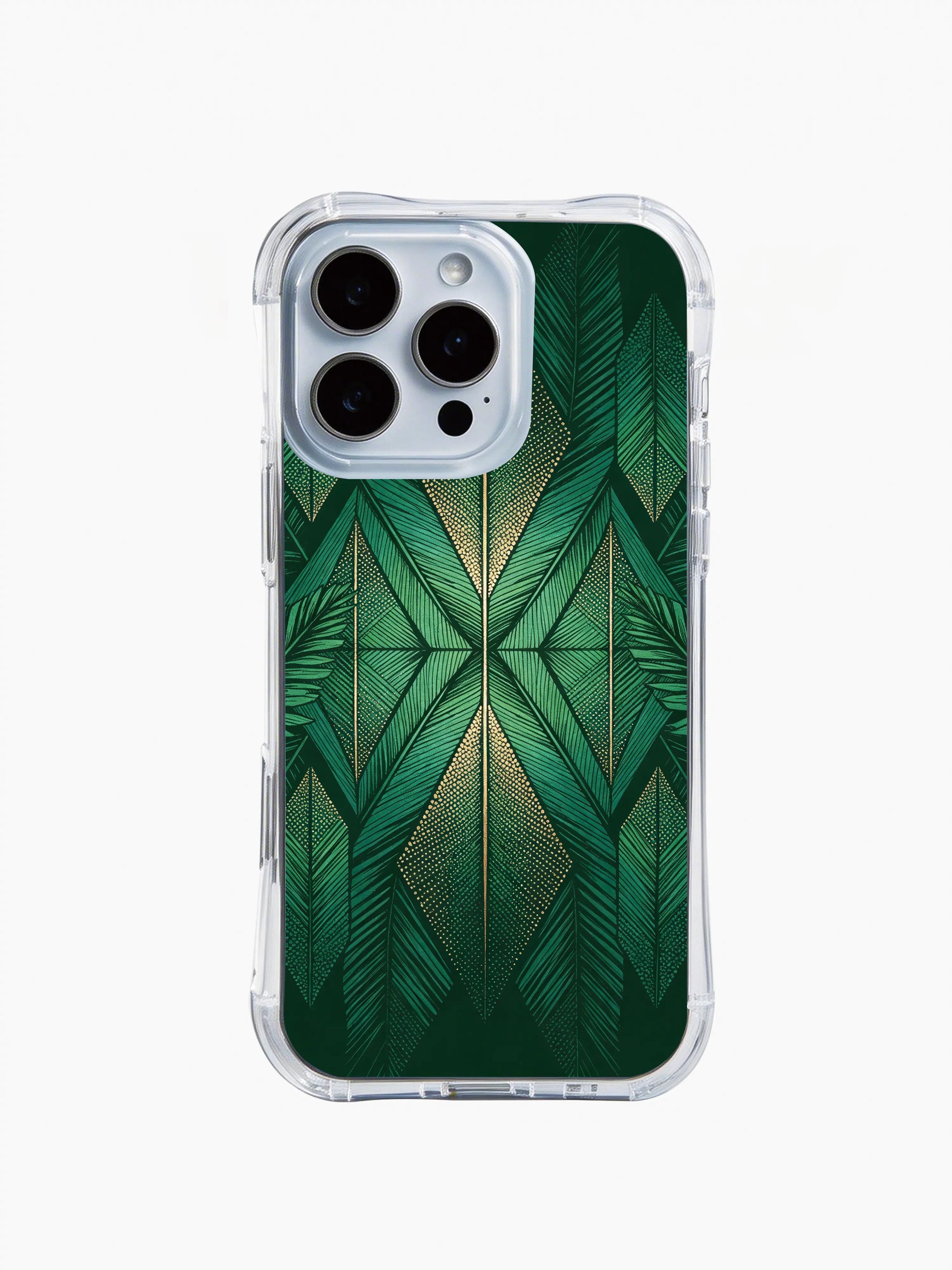 PhoneCasing iPhone 14 Pro Max Case featuring emerald stippled Navajo art, tropical geometric iPhone 14 Pro Max cover
