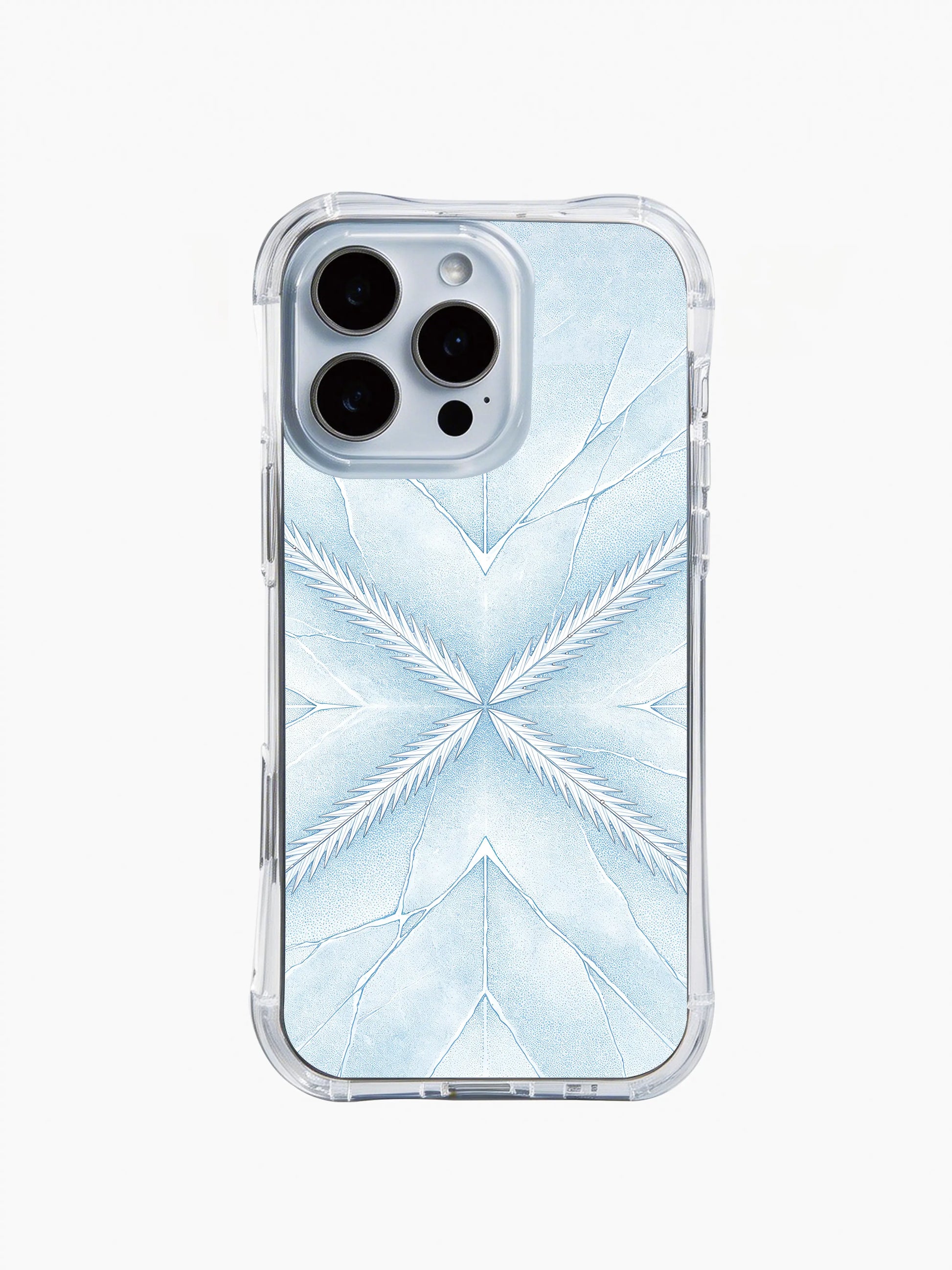 PhoneCasing iPhone 14 Pro Max Case with ice crack diamond print, sparkling silver highlights and frosty color scheme