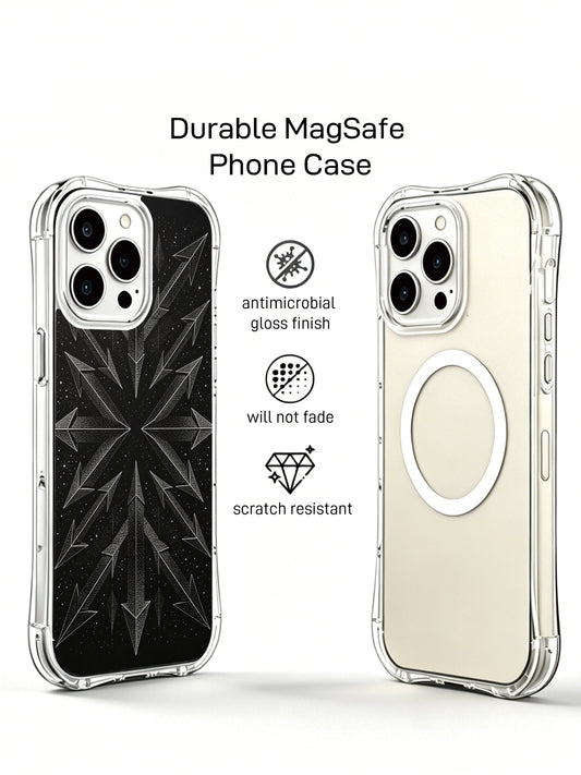 PhoneCasing iPhone 14 Pro Max Case featuring a crisp chevron pattern on a dark background, slim and protective.