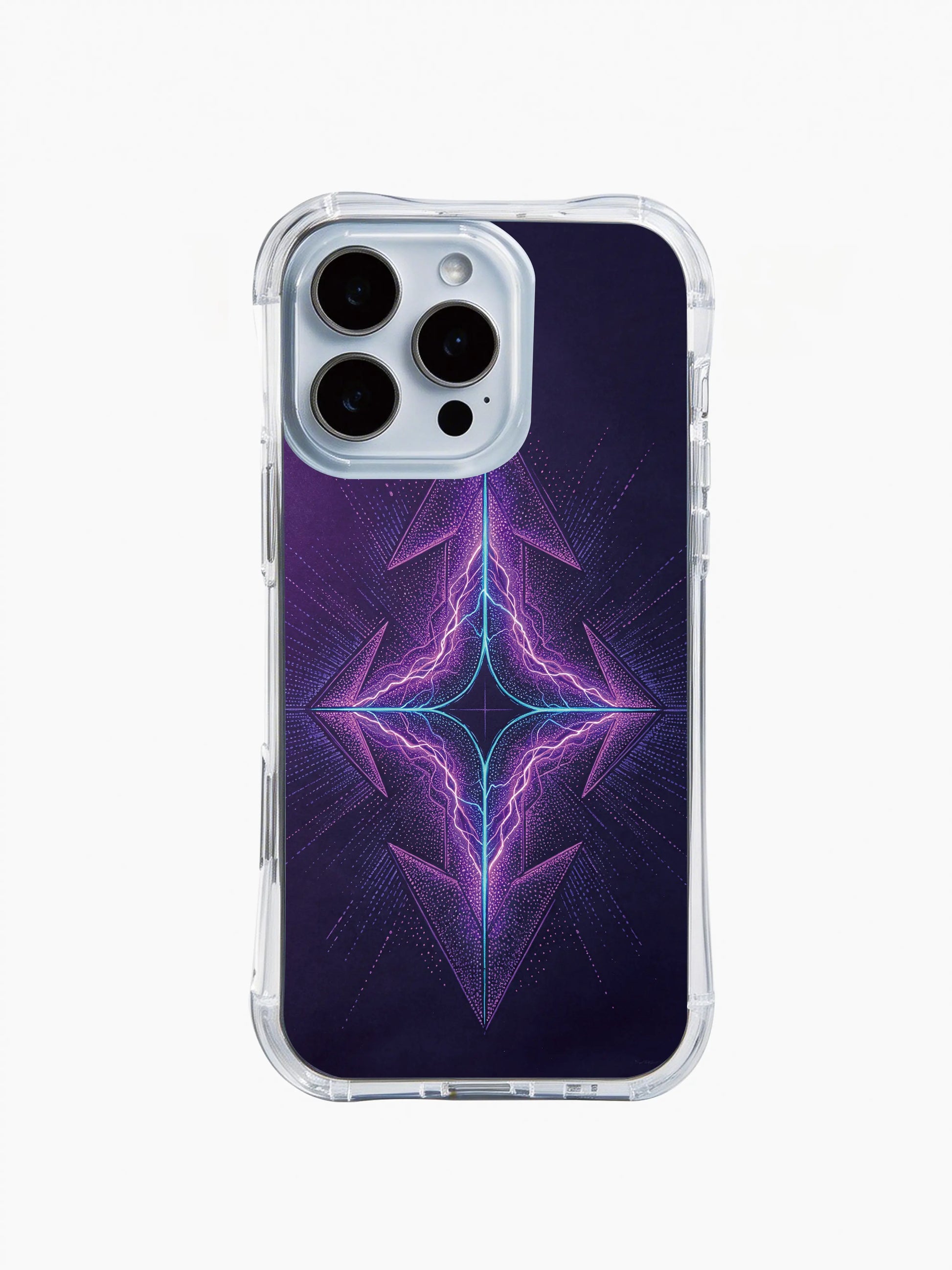 PhoneCasing iPhone 14 Pro Max Case with neon geometric tribal design, stylish protective cover