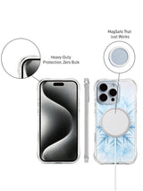 iPhone 14 Pro Max case with ice-blue angular symbol design