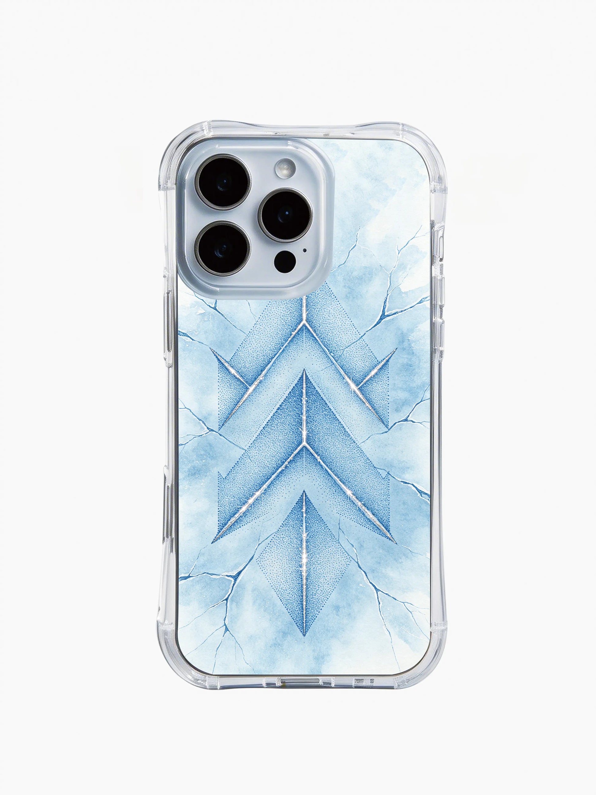 PhoneCasing iPhone 14 Pro Max Case with nordic-inspired ice rune print, frosty watercolor texture and hand-drawn art
