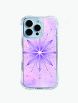 Pink-purple gradient totem PhoneCasing iPhone 14 Pro Max Case with a glowing neon arrow mandala, designed for ethereal and bohemian style.