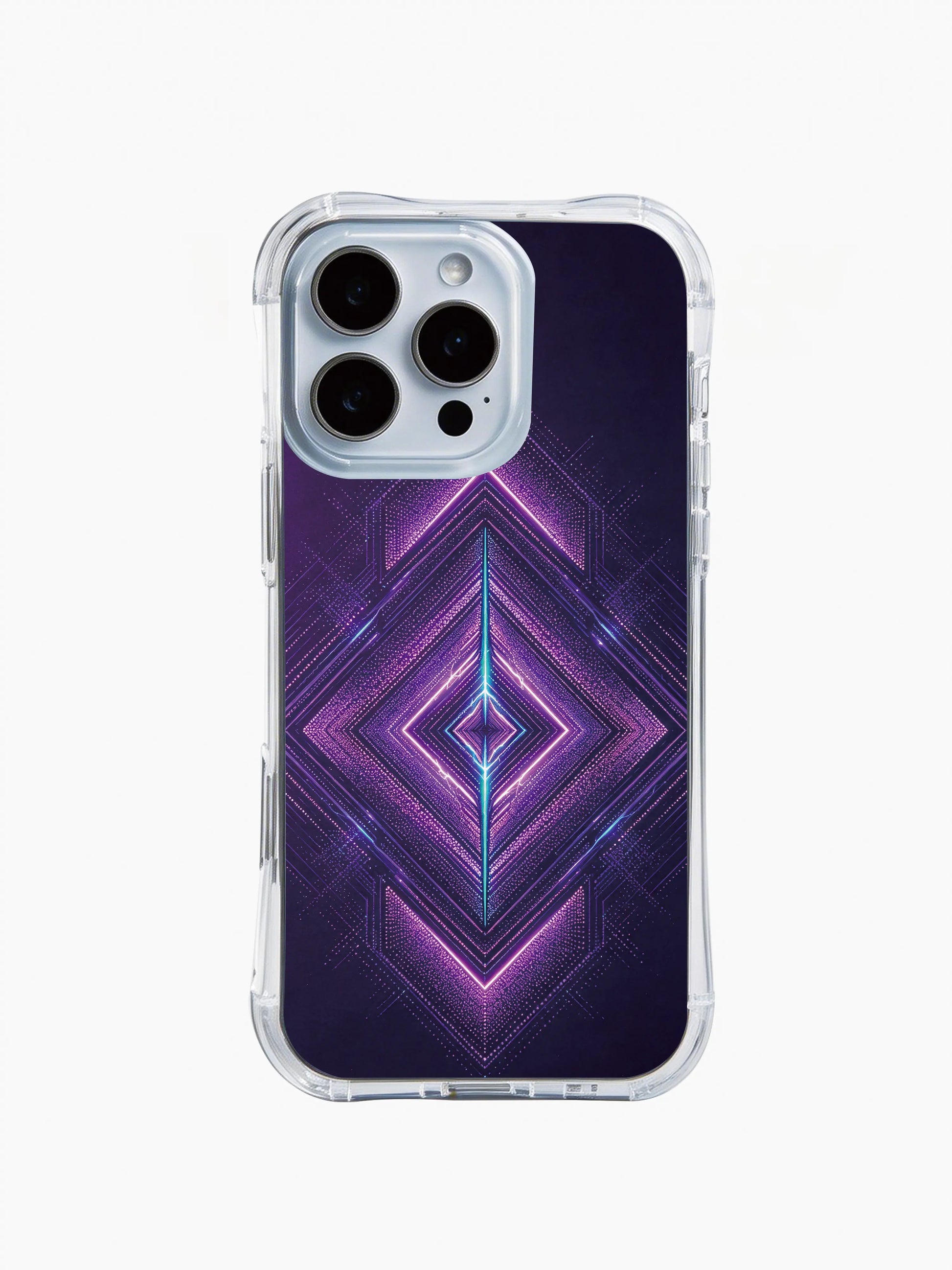 PhoneCasing iPhone 14 Pro Max Case with purple cyber star totem, artistic neon design