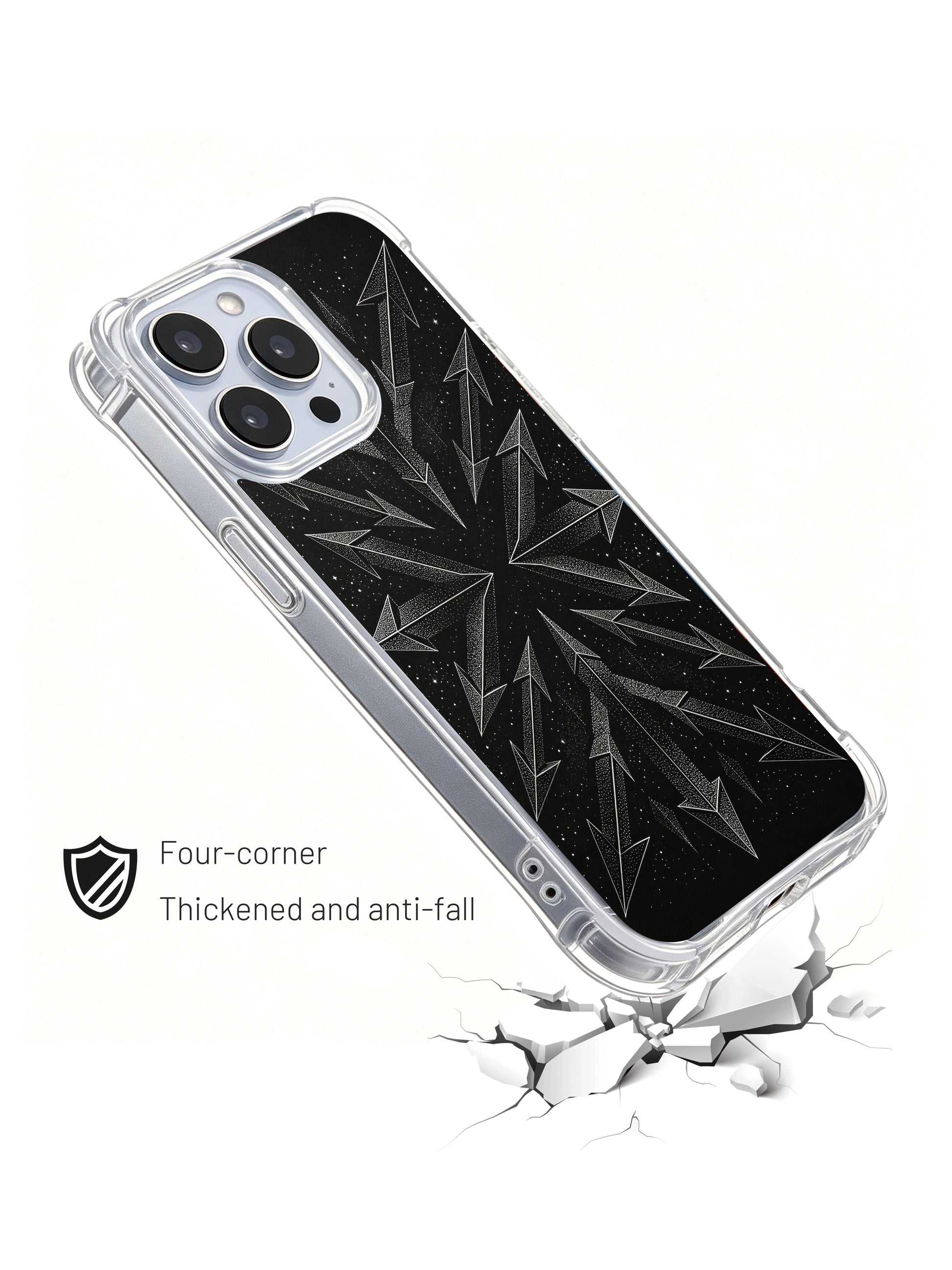 PhoneCasing iPhone 14 Pro Max Case with a stippled art print, durable shockproof protection in a clear TPU build.