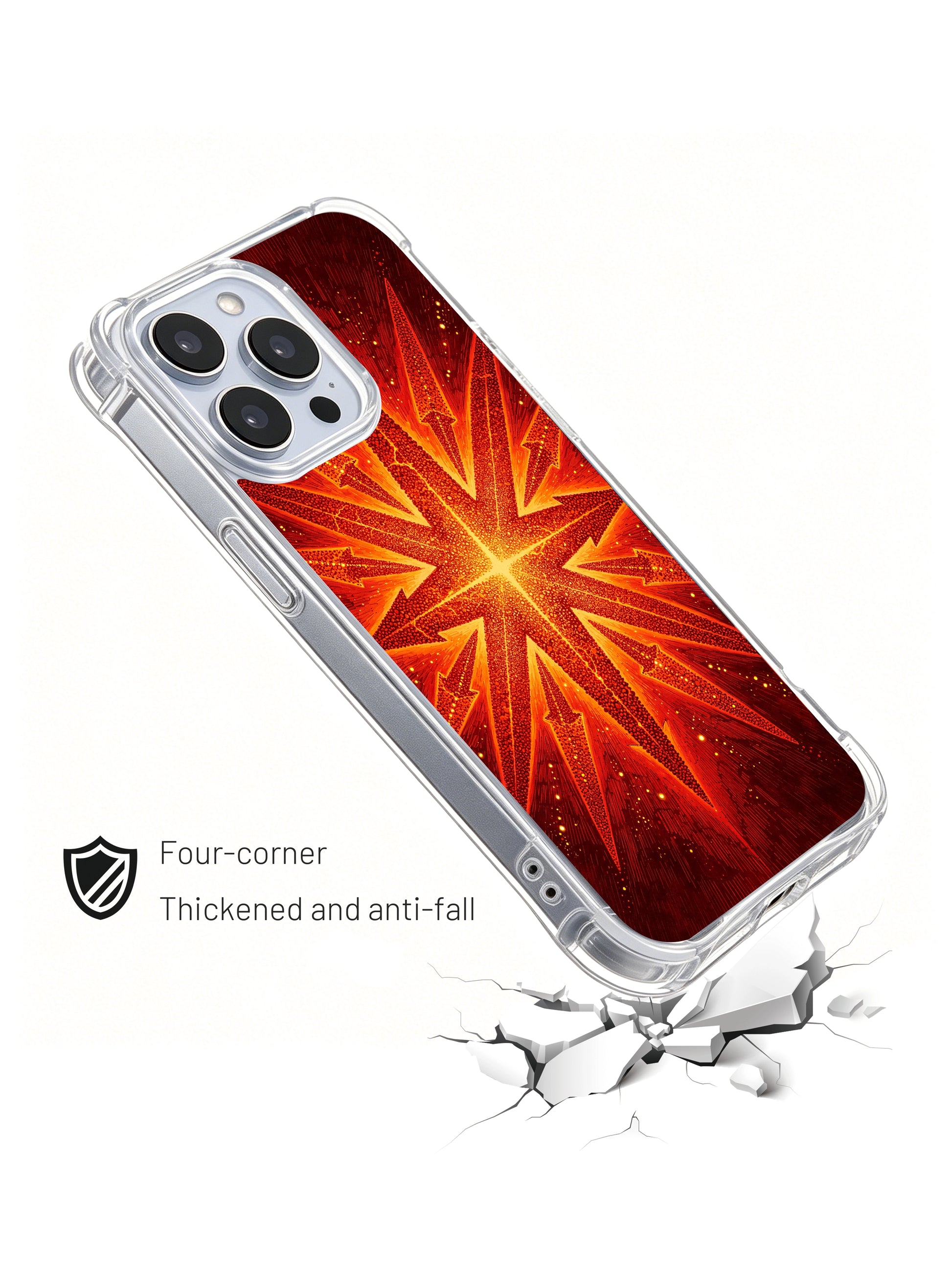 PhoneCasing iPhone 14 Pro Max Case with tribal compass arrow art, warm terracotta tone, ultra-slim protective case for work and travel.