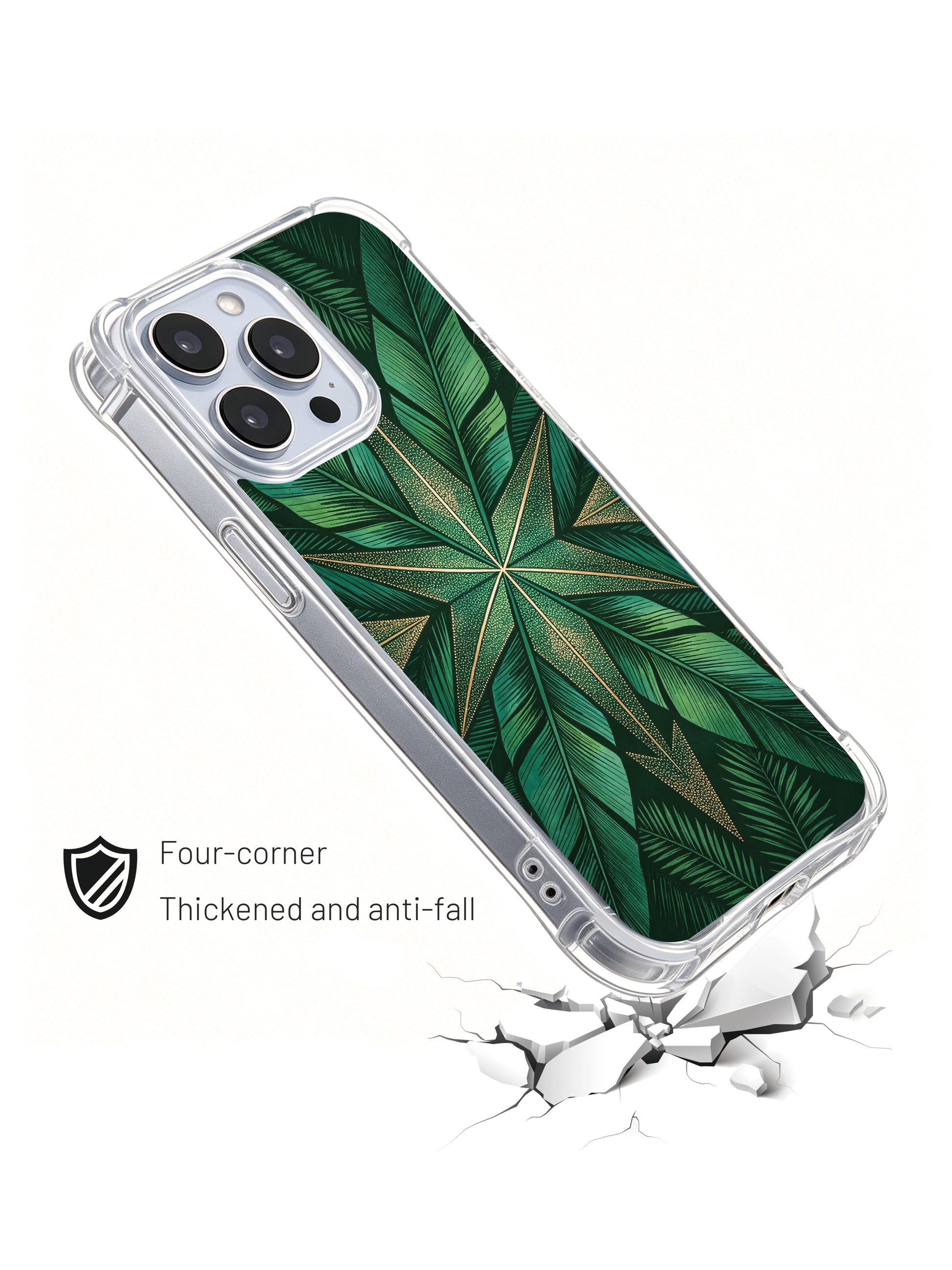 PhoneCasing iPhone 14 Pro Max Case with tropical leaf Navajo stipple art, lightweight anti-slip phone cover