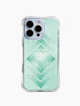 Frosted Axis: A broad central diamond with upward chevrons above and downward chevrons below.