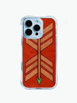 Western tribal stippled PhoneCasing iPhone 14 Pro Max Case, featuring a geometric arrow pattern on a rustic terracotta background.