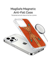 Worn red Western tribal PhoneCasing iPhone 14 Pro Max Case with a hand-drawn arrow totem, perfect for vintage bohemian style lovers.