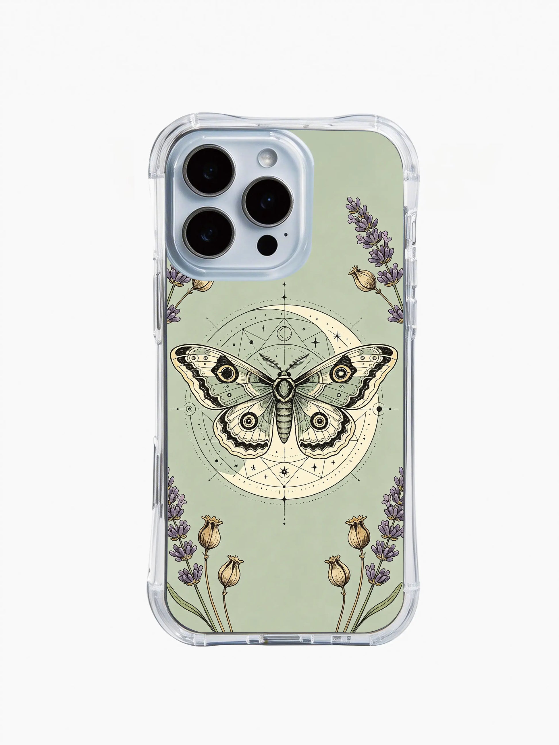 PhoneCasing iPhone 15 Case gold foil embossed sacred luna moth art pattern
