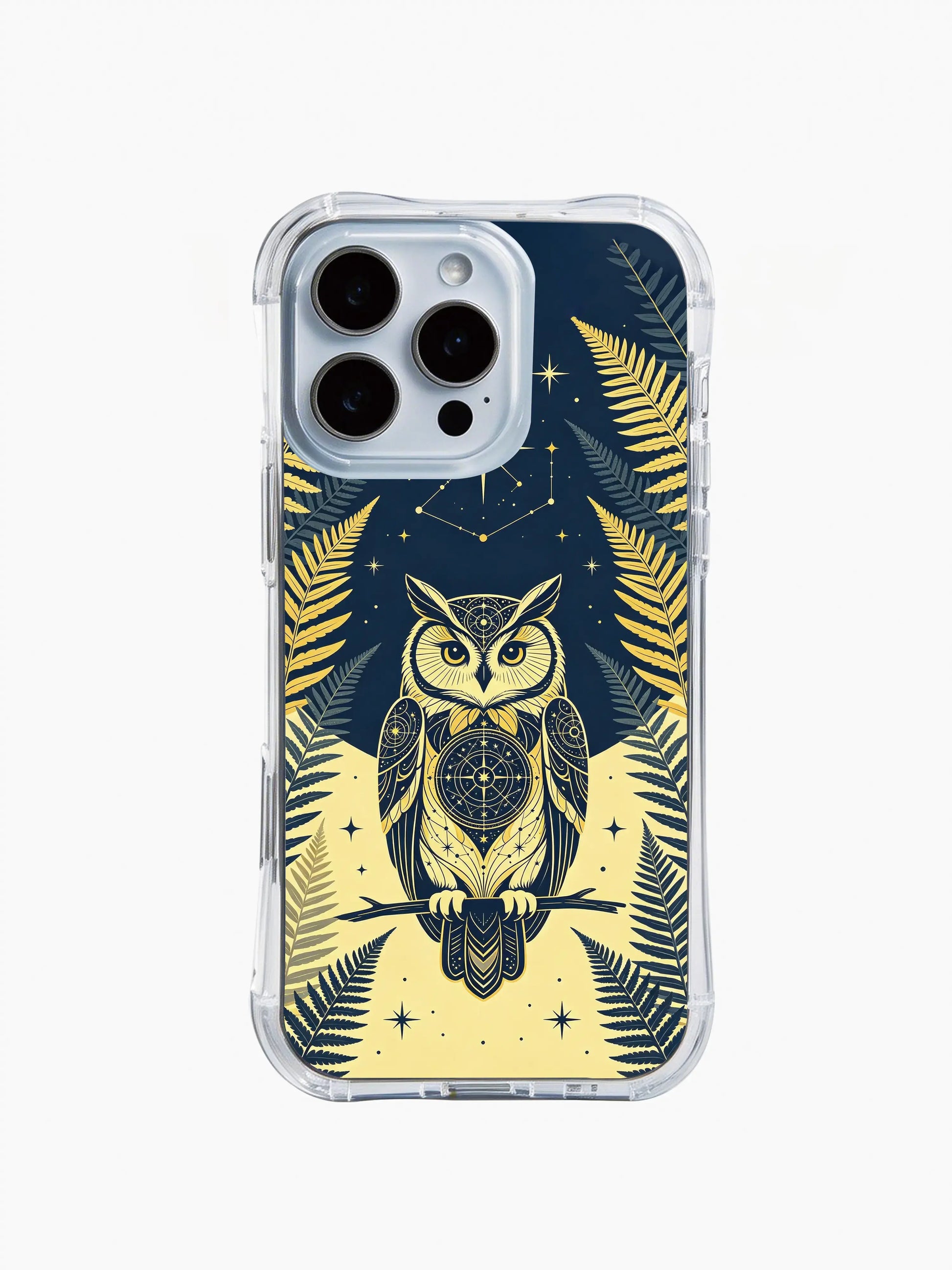 PhoneCasing iPhone 15 Case gold foil embossed owl matrix art pattern