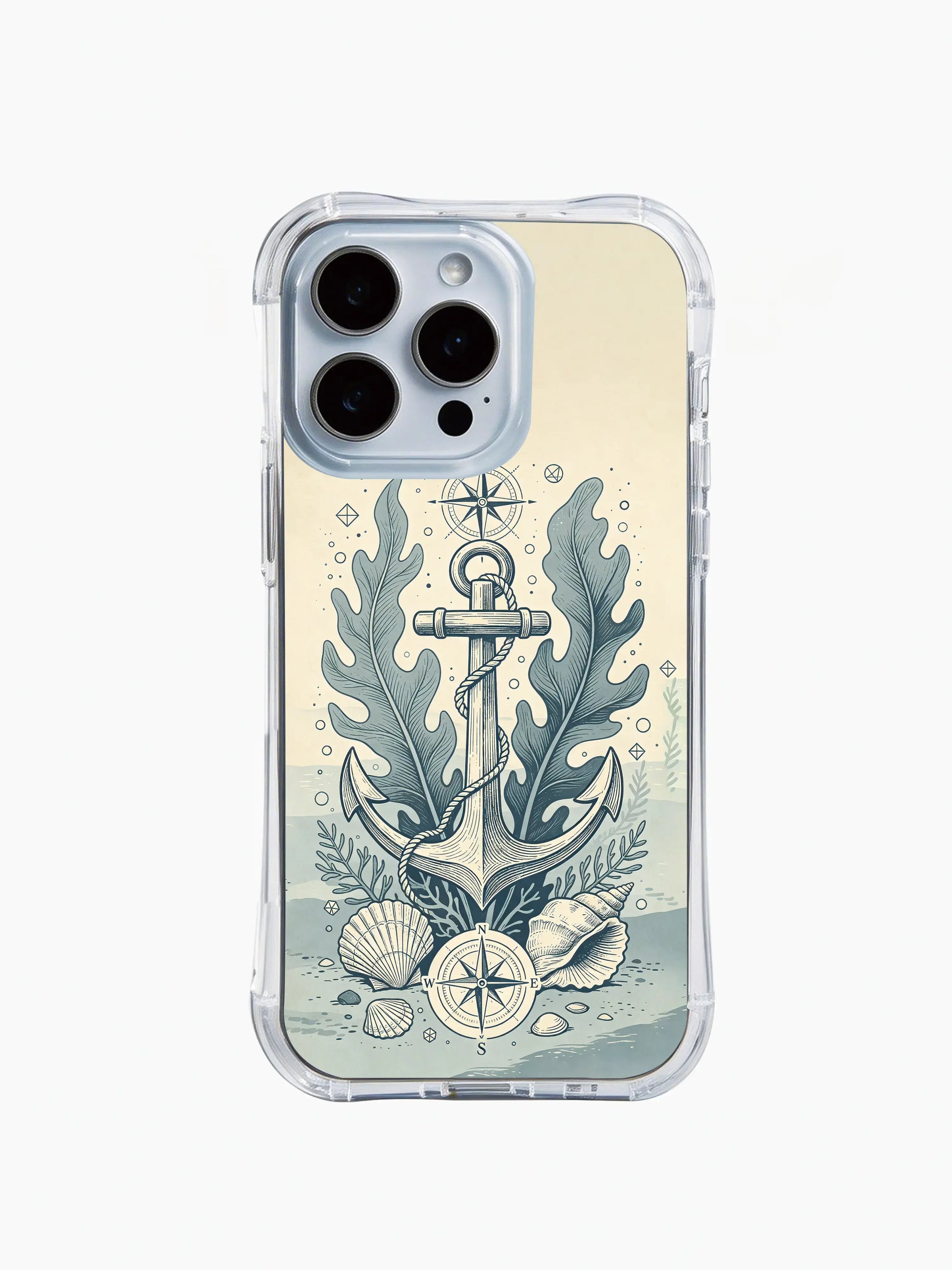 PhoneCasing iPhone 15 Case elegant gold tone wind rose compass anchor pattern