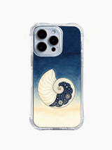 iPhone 15 case with cosmic nautilus artwork