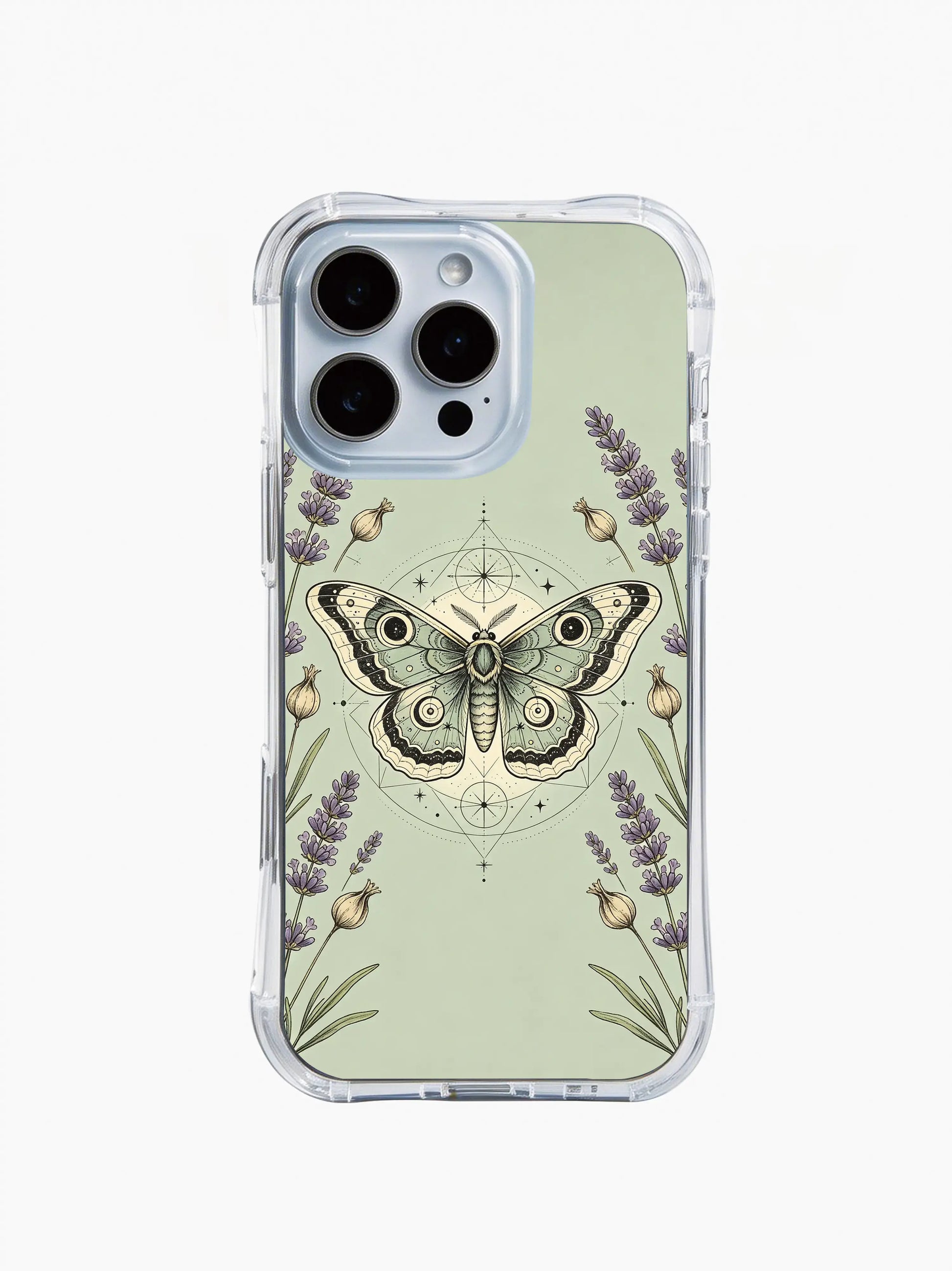 PhoneCasing iPhone 15 Case mindful healing luna moth and lavender art print