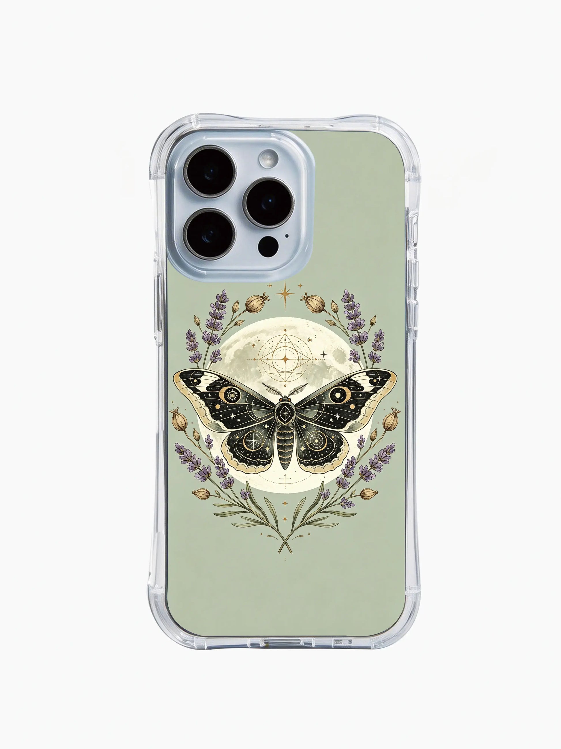 PhoneCasing iPhone 15 Case modern sacred geometry luna moth art design