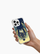 iPhone 15 case with cosmic owl artwork
