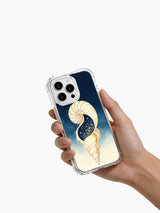 iPhone 15 case with growth-themed cosmic nautilus artwork