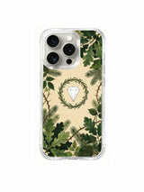 Aesthetic botanical wreath artwork on an iPhone 15 Pro case