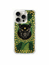 PhoneCasing iPhone 15 pro Case elegant emerald gilded panther artwork, rare limited exclusive design from PhoneCasing artist lineup.