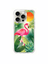 Aesthetic tropical flamingo on an iPhone 15 Pro case