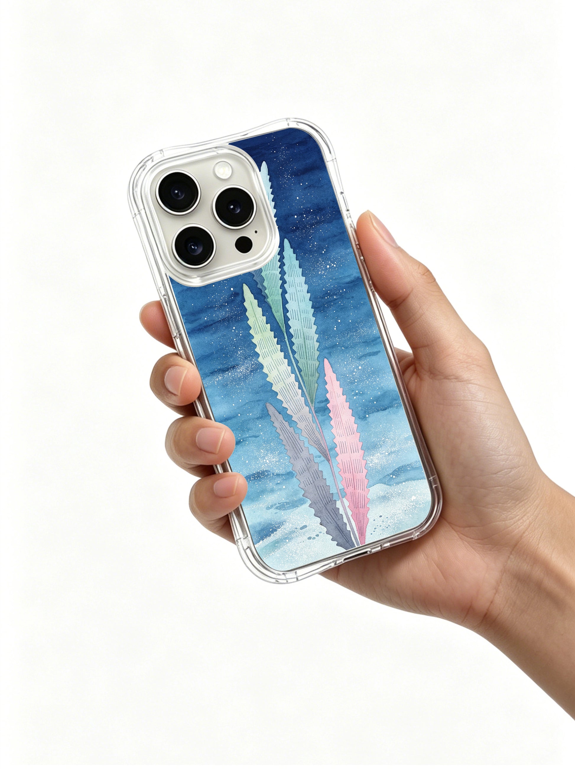 PhoneCasing iPhone 15 pro Case with minimalist seaweed art, a premium illustrated case for ocean lovers.