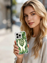 Herbal hands and foliage design artwork on an iPhone 15 Pro case