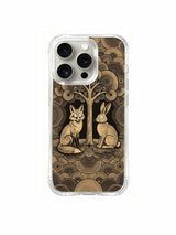PhoneCasing iPhone 15 pro Case heavy-duty drop-proof shell, fade-free concentric ripple woodland fox rabbit printed graphic.