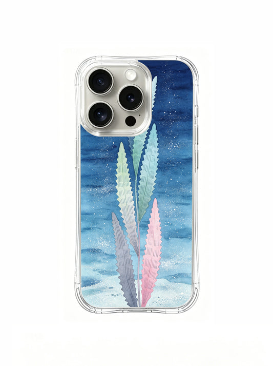 PhoneCasing iPhone 15 pro Case featuring Elena Rostova’s "Deep Sea Kelp" art, a calming underwater design for daily mindfulness.