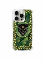 PhoneCasing iPhone 15 pro Case original Elena Rostova emerald jungle art, panther symbolism standing for quiet authority and inner sovereignty.