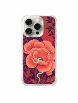 PhoneCasing iPhone 15 Pro Case with a hidden feminine silhouette, poppy and serpent art for mindful living.