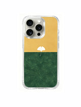 Ginkgo horizon composition artwork on an iPhone 15 Pro case