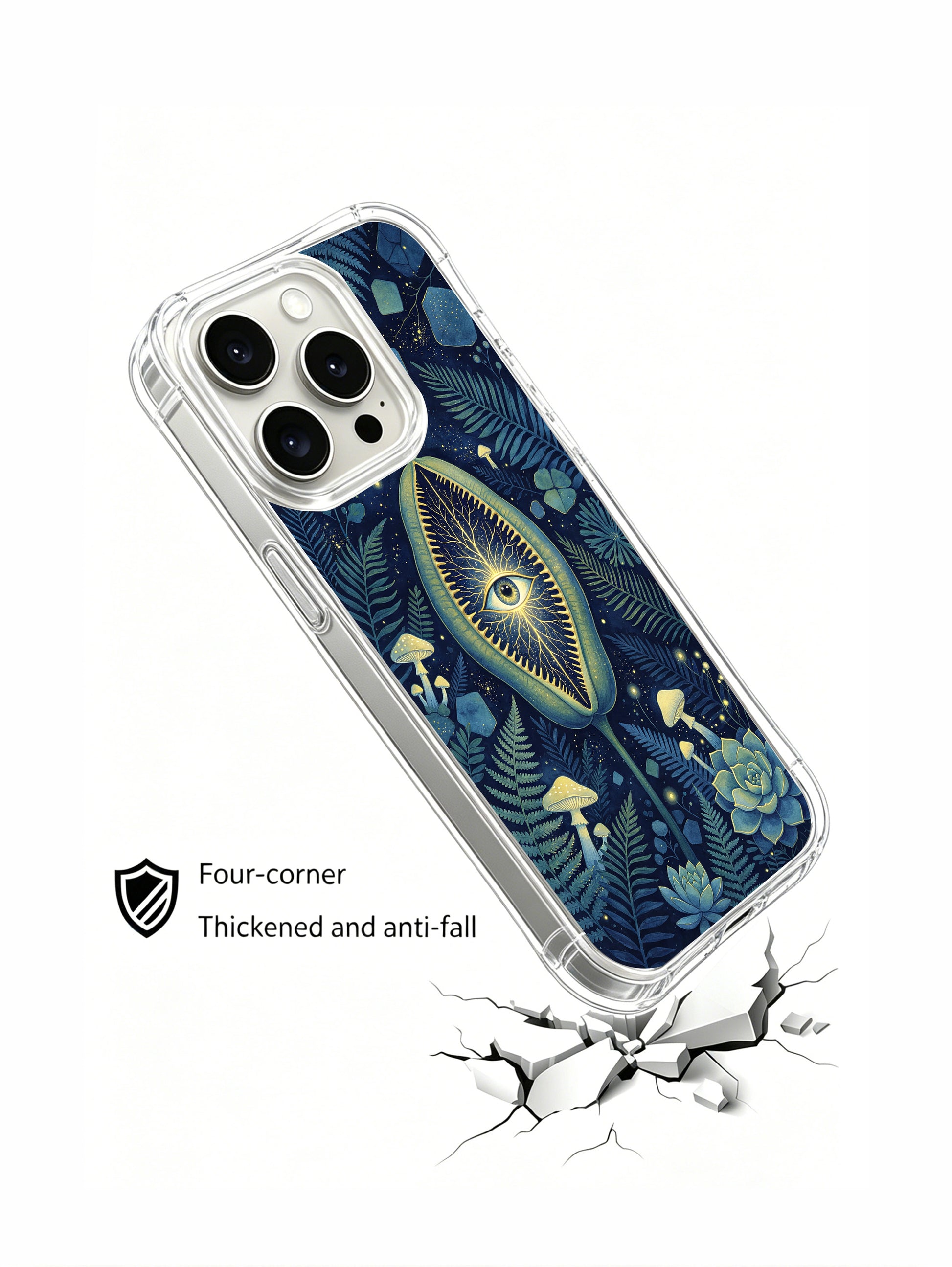 PhoneCasing iPhone 15 pro Case wearable intuition symbol, dark flytrap graphic keeps your phone secured against daily bumps.