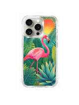 Flamingo collaboration artwork on an iPhone 15 Pro case