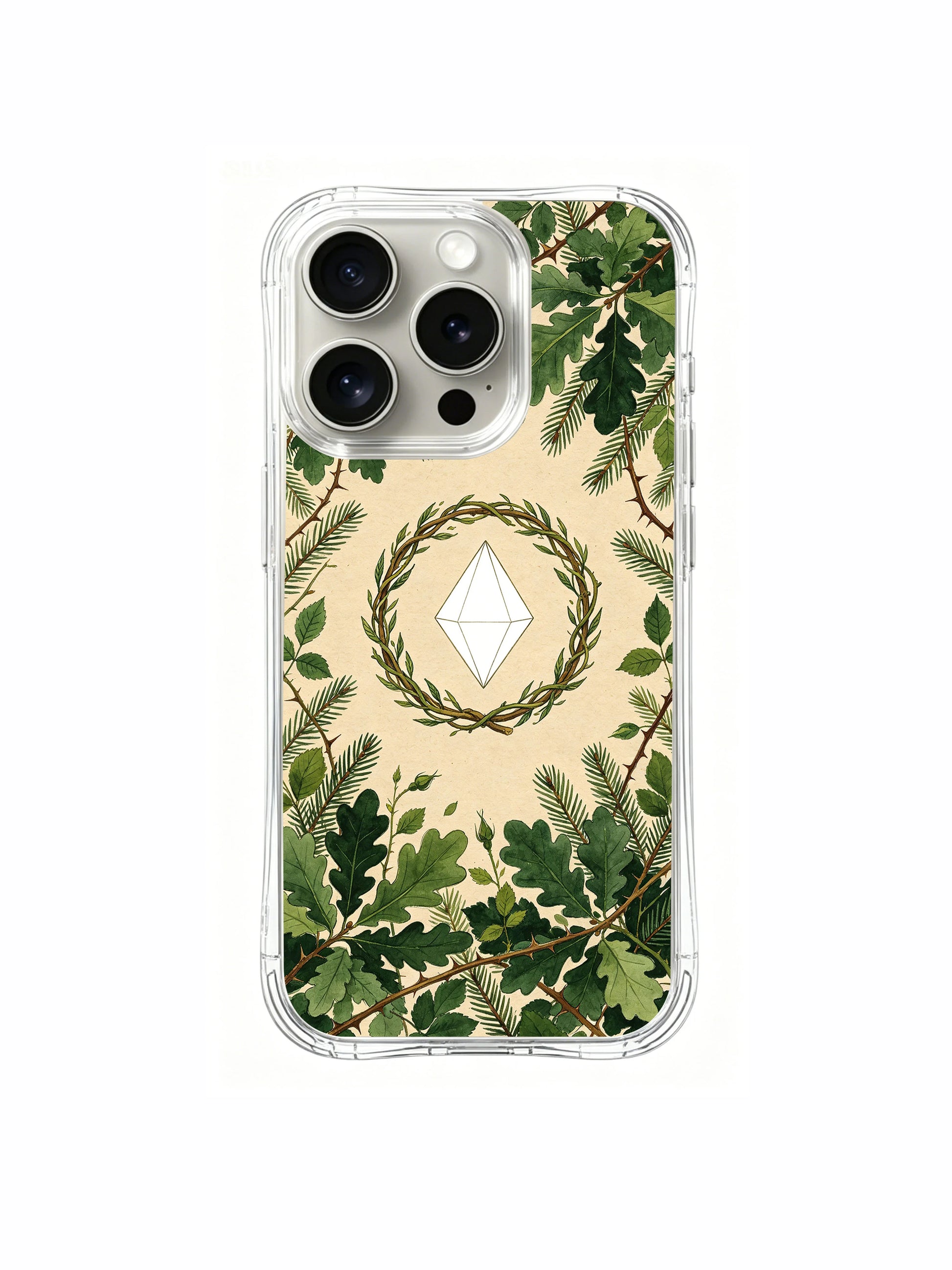 PhoneCasing iPhone 15 pro Case luxury artist collaboration, the nature-inspired thorn wreath design for confident, driven women.