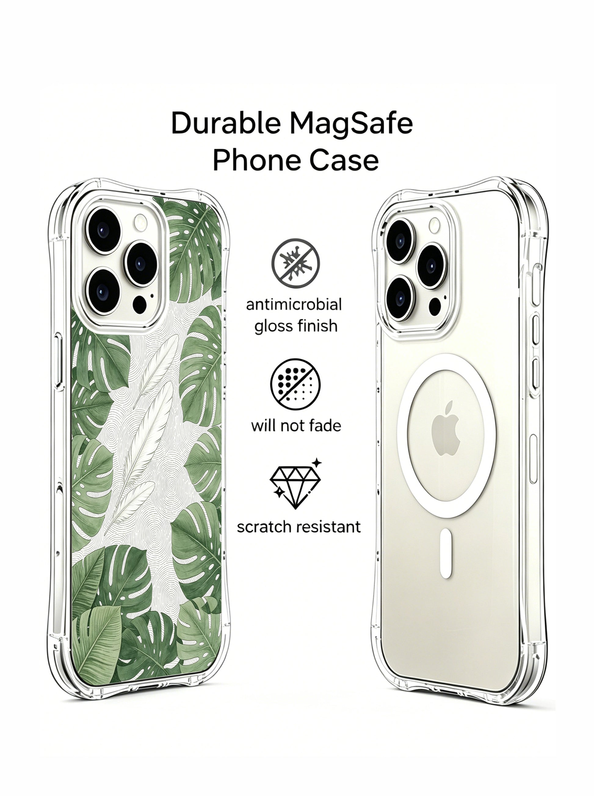 PhoneCasing iPhone 15 Pro Case luxury artist collaboration, the nature-inspired monstera design for confident, calm women.