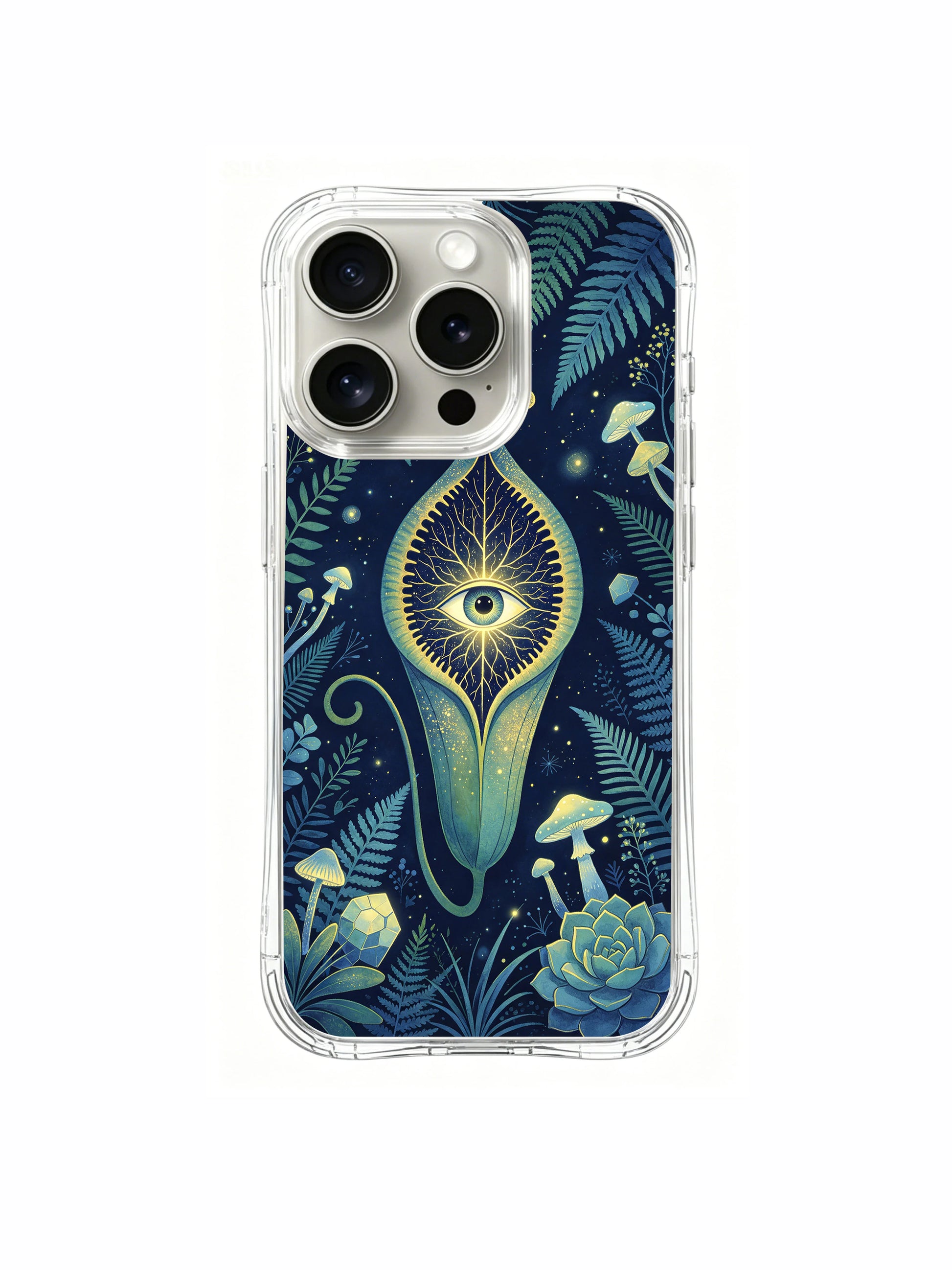 PhoneCasing iPhone 15 pro Case boasts muted vintage flytrap artwork, built with scratch resistant coating for daily long-term use.