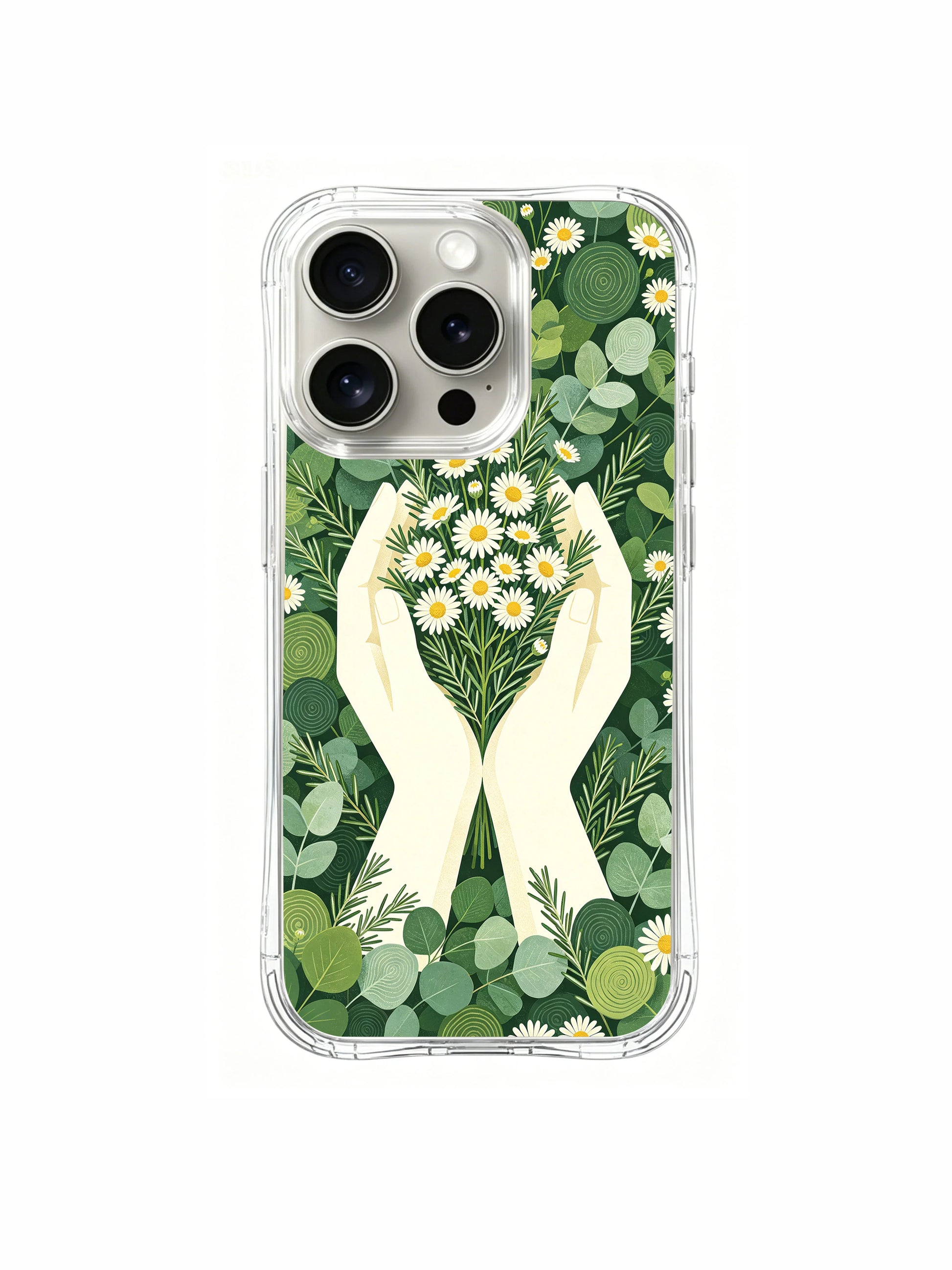 PhoneCasing iPhone 15 pro Case with organic herbal patterns, a fresh, calming statement for your device.