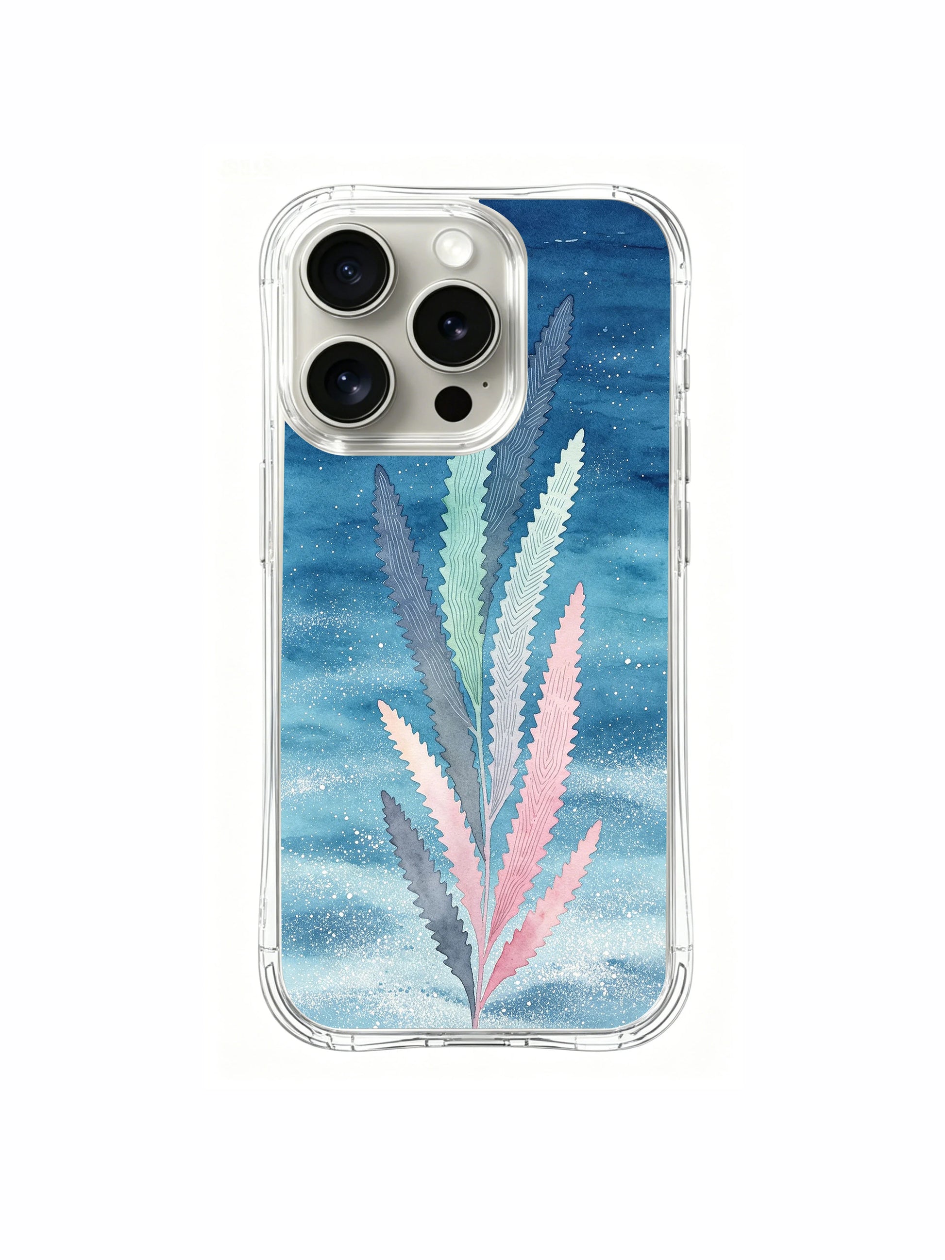 PhoneCasing iPhone 15 pro Case with organic seaweed patterns, a fresh, calming statement for your device.
