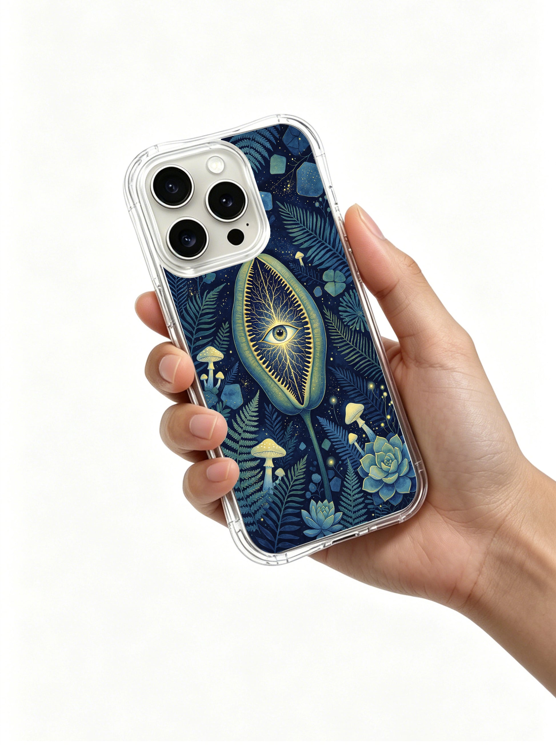 PhoneCasing iPhone 15 pro Case durable protective shell with nocturnal flytrap artwork, a mindful pick for modern elite career ladies.
