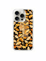 PhoneCasing iPhone 15 pro Case premium ginkgo leaves and moon phase illustration, Elena Rostova’s sophisticated celestial design for modern women.