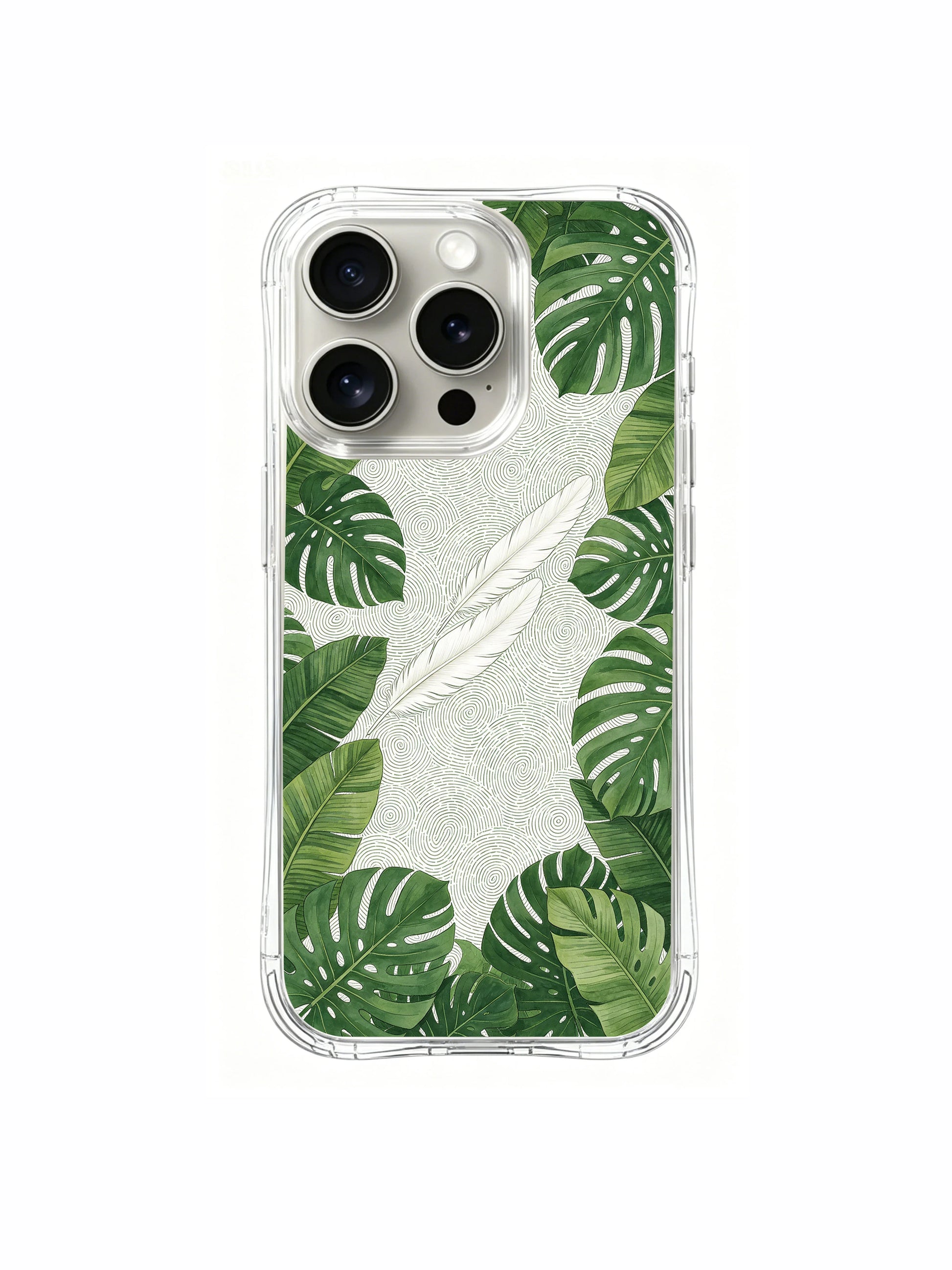 PhoneCasing iPhone 15 Pro Case premium monstera art case, Elena Rostova’s grounding design for modern, nature-focused women.