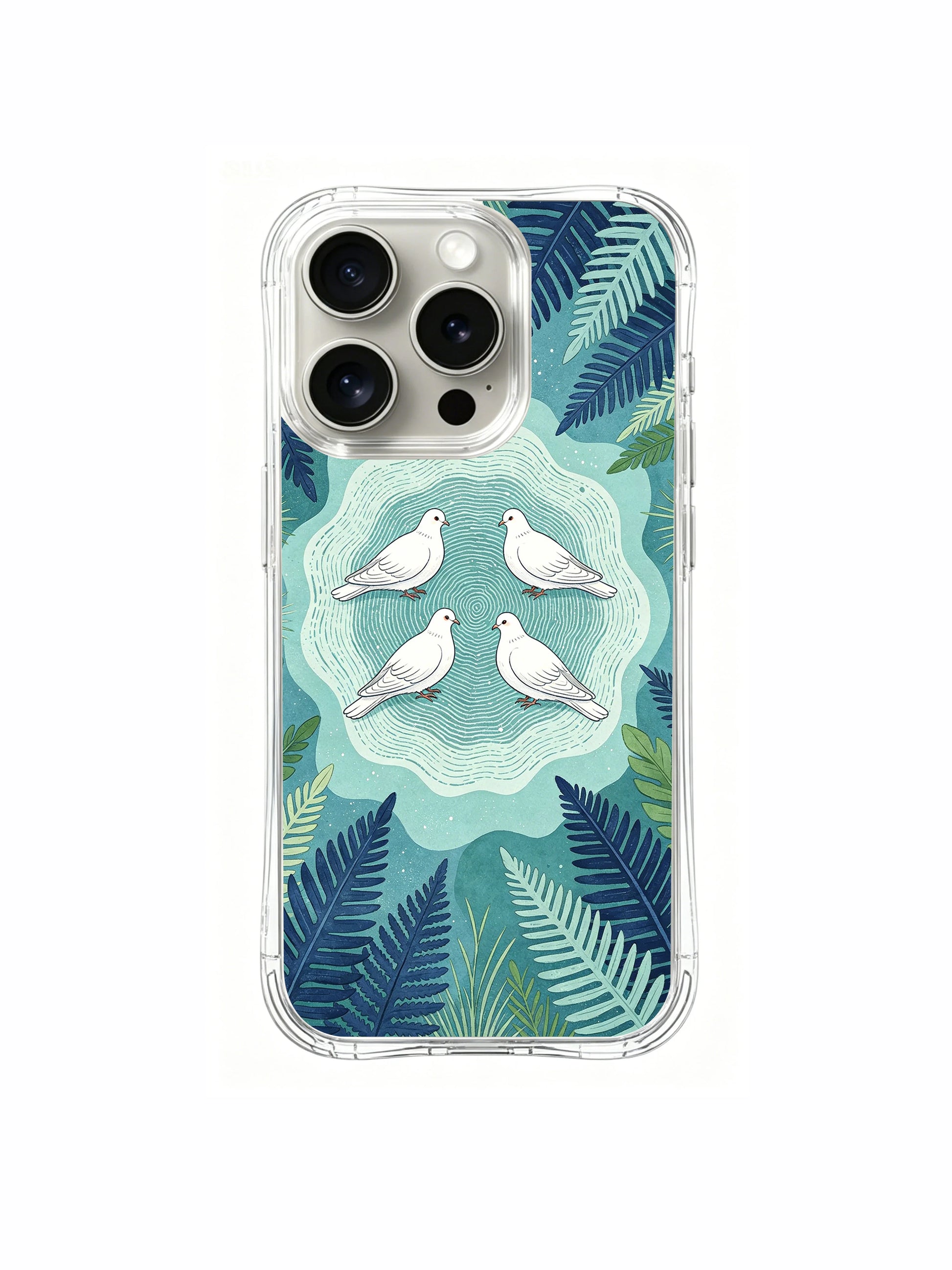 PhoneCasing iPhone 15 Pro Case premium sand-grain matte finish dove botanical artwork