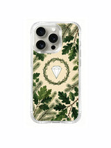 Botanical thorn wreath artwork artwork on an iPhone 15 Pro case