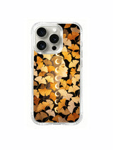 PhoneCasing iPhone 15 pro Case with premium textured print, showcasing the elegant ginkgo leaves and glowing moon phases artwork.
