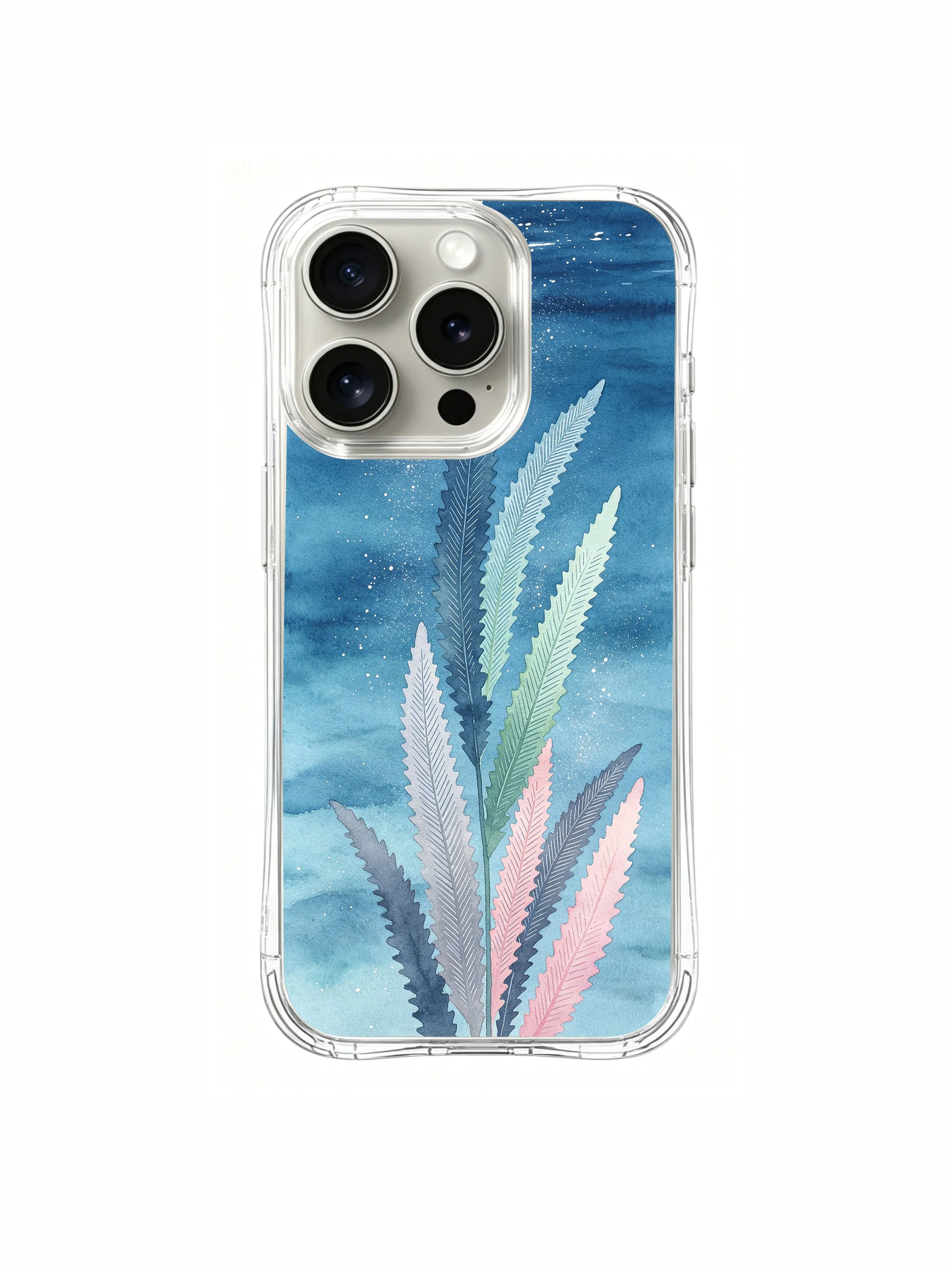 PhoneCasing iPhone 15 pro Case with premium textured print, showcasing the underwater kelp and watercolor artwork.
