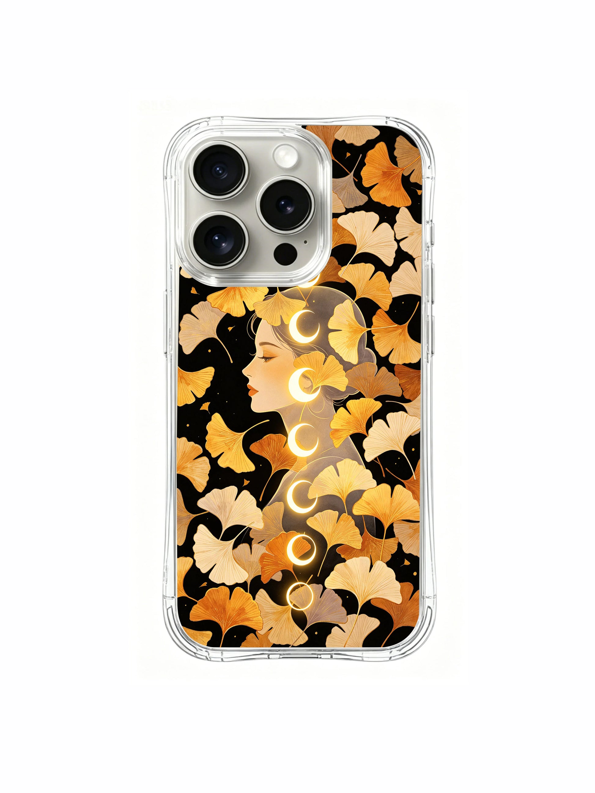 PhoneCasing iPhone 15 pro Case timeless ginkgo and moon phone case, a sophisticated accessory for those who value quiet luxury.