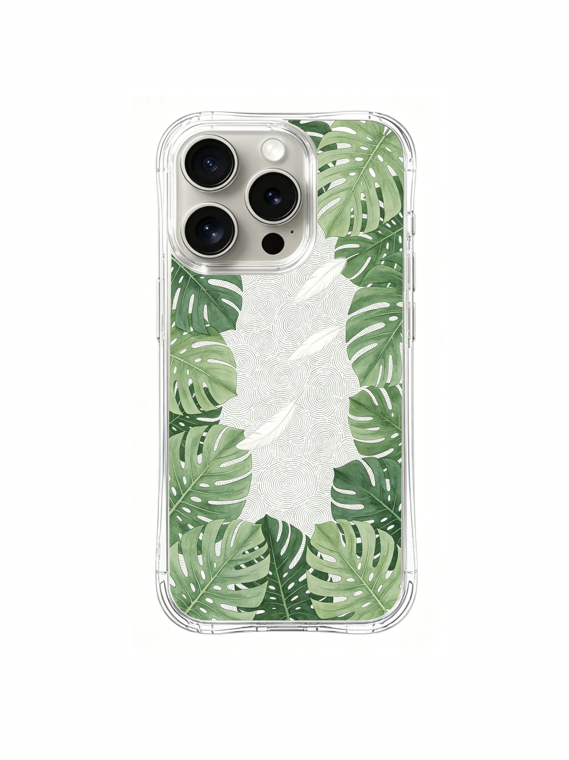 PhoneCasing iPhone 15 Pro Case with tropical monstera leaves, a minimalist design that feels like a breath of fresh air.