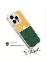 Ginkgo leaf with pine-textured color blocks artwork on an iPhone 15 Pro case