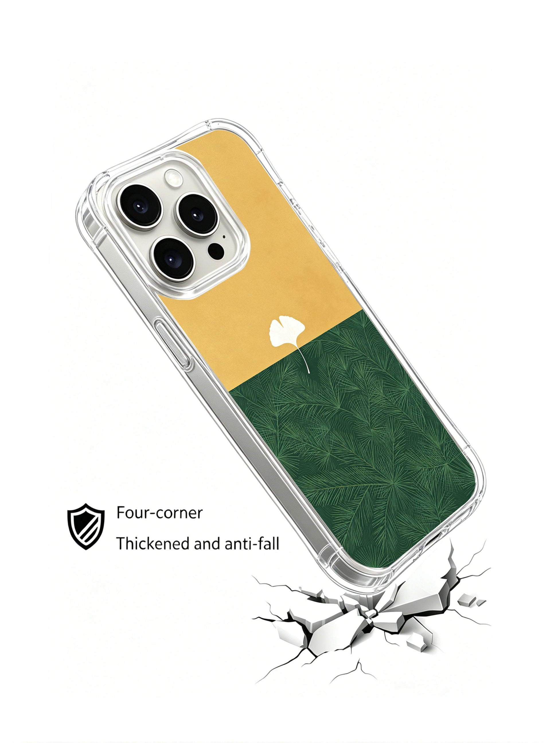 PhoneCasing iPhone 15 pro Case made for ambitious modern females, showcasing horizon glimmer ginkgo symbolic art created by Elena Rostova.